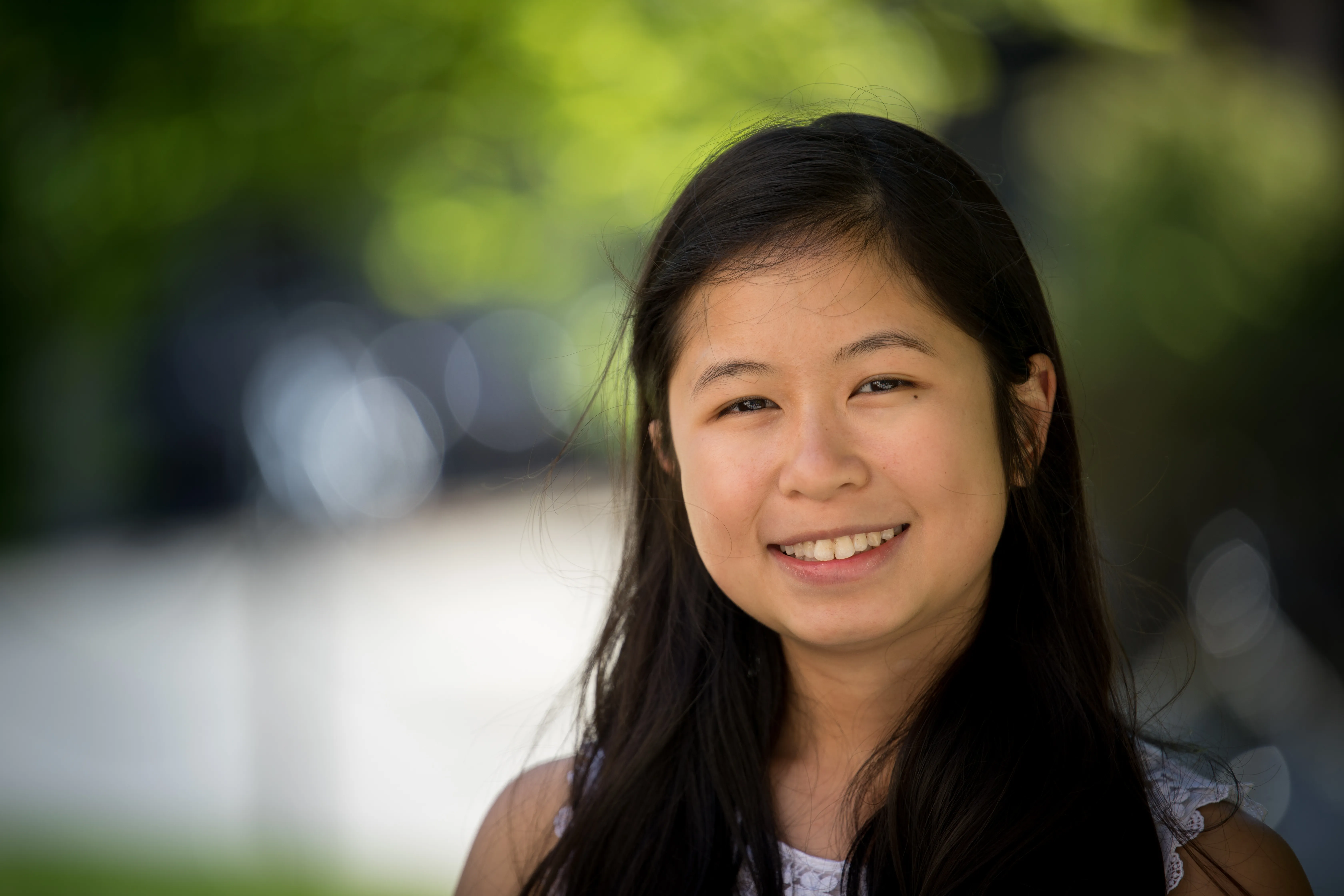 a student smiling