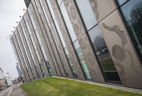 The exterior of the Discovery Building