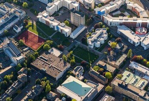 an aerial shot of the campus