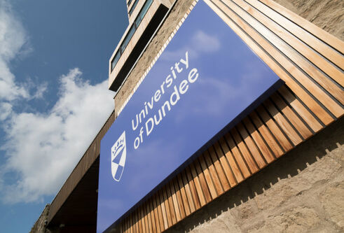 University of Dundee logo and sky
