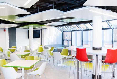 empty cafe space with tables