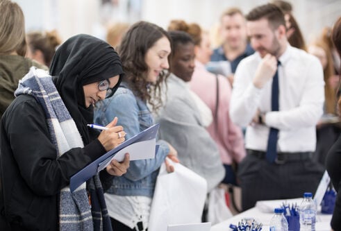 Prospective students at a University of Dundee recruitment event