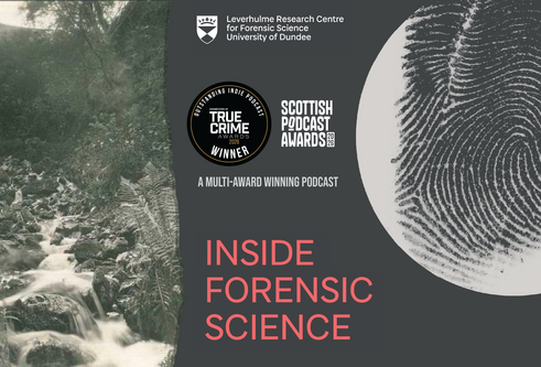 Inside Forensic Science  S4 Banner awards with a finger print to the right