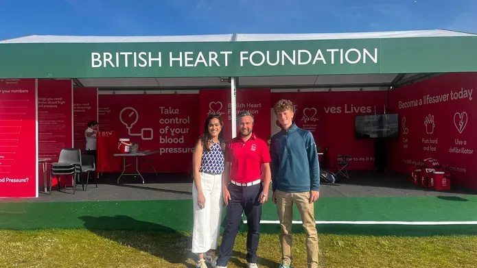 School of Medicine staff outside the British Heart Foundation at the Senior Open Championship 