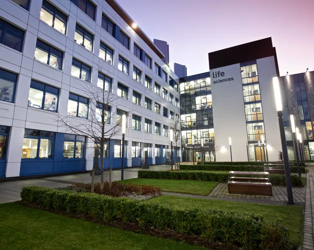 SLS building at dusk