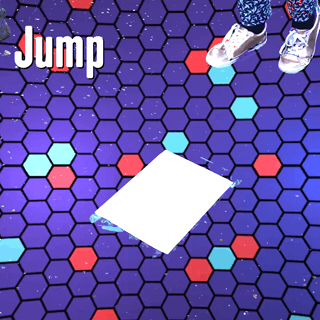 Animated gif of a person jumping on to a piece of paper, to leave a footprint
