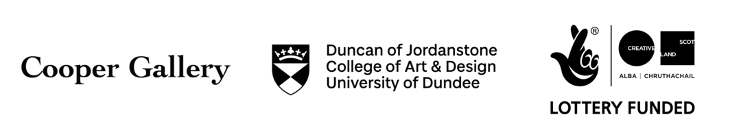 logo block, Cooper Gallery, DJCAD, Creative Scotland